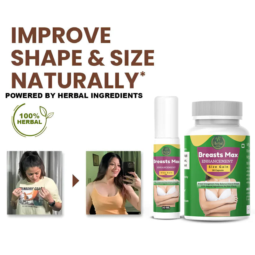 Combo of Breast Oil and Breast Capsule - 100% Herbal Breast Increase Combo