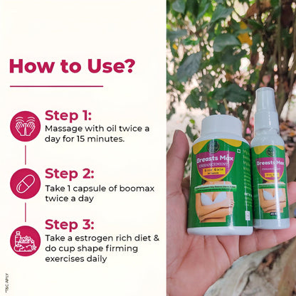 Combo of Breast Oil and Breast Capsule - 100% Herbal Breast Increase Combo